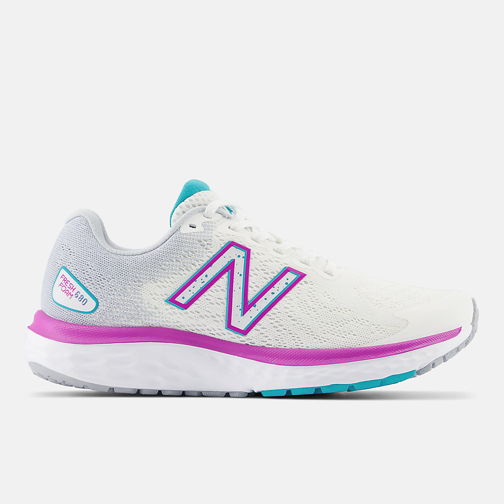 New Balance Fresh Foam 680v7 Shoes White with Quartz Grey and Virtual Blue